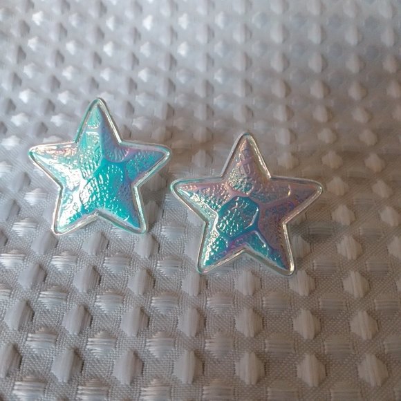 iridescent Star cushion Earrings E10 - Picture 1 of 4